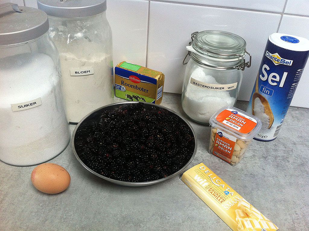 Wild blackberry pie ingredients