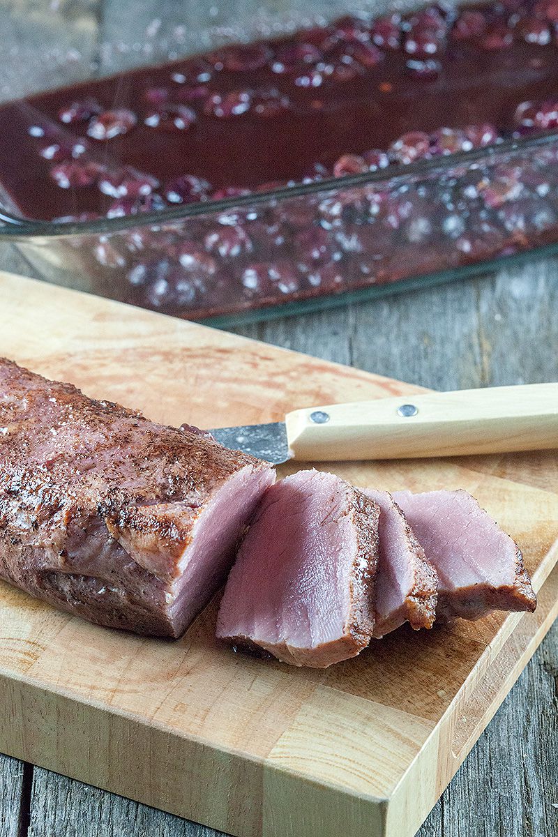 Seared pork tenderloin with roasted grapes