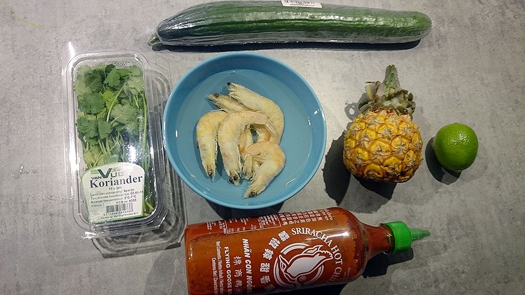 Baby pineapple shrimp salad ingredients