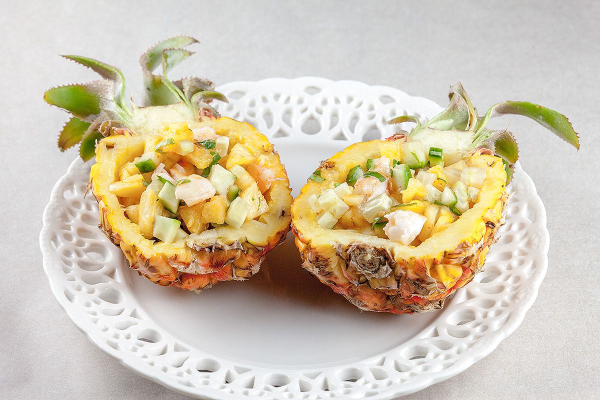 Baby pineapple shrimp salad