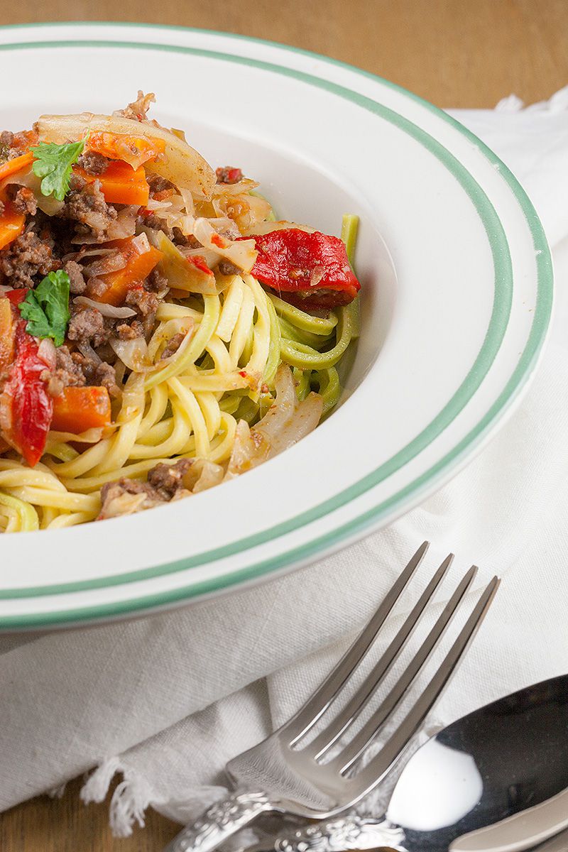 Beefy roasted bell pepper pasta