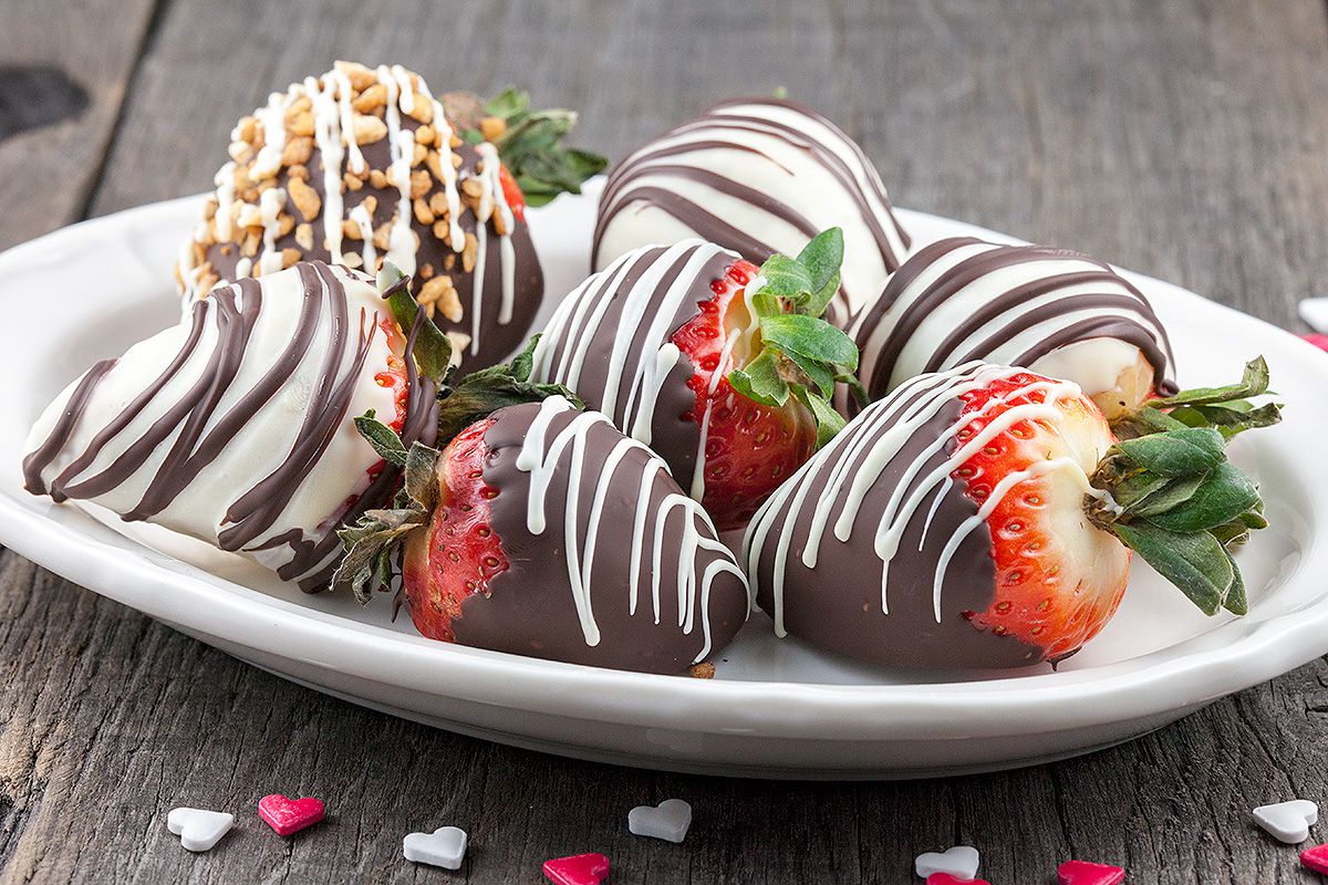 Chocolate dipped swizzled strawberries