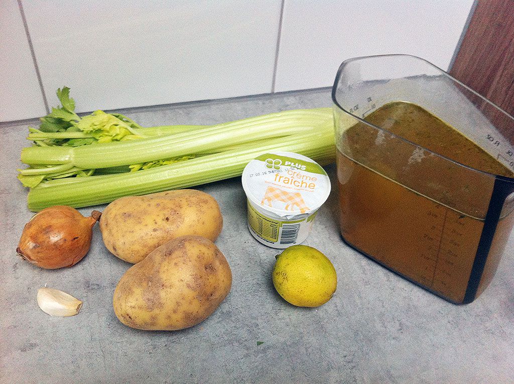 Celery and potato soup ingredients