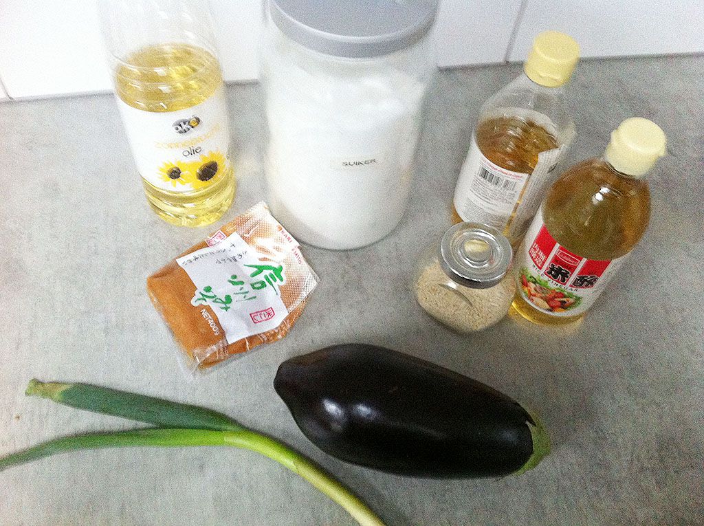 Miso glazed eggplant ingredients