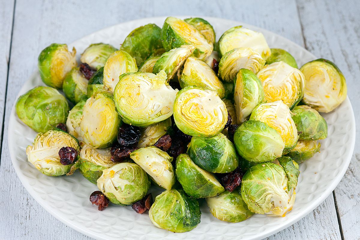 Oven-roasted Brussels sprouts with cranberries