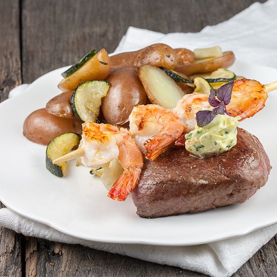 Surf and turf with herb butter