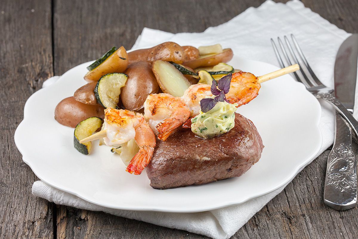 Surf and turf with herb butter