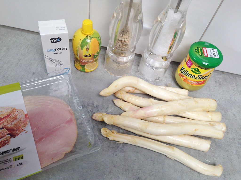 White asparagus and ham spread ingredients