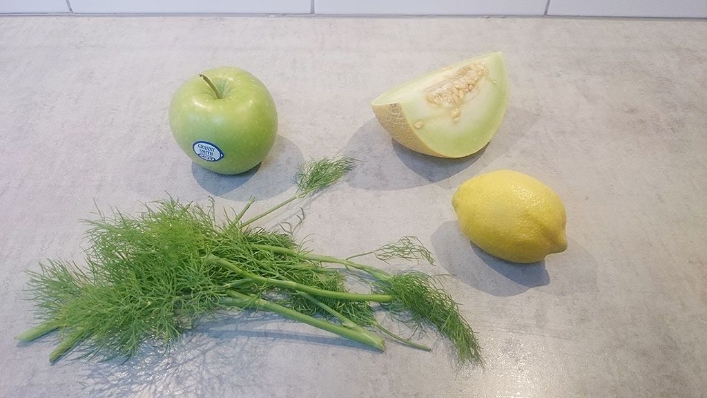 Dill, melon, lemon and apple detox water ingredients