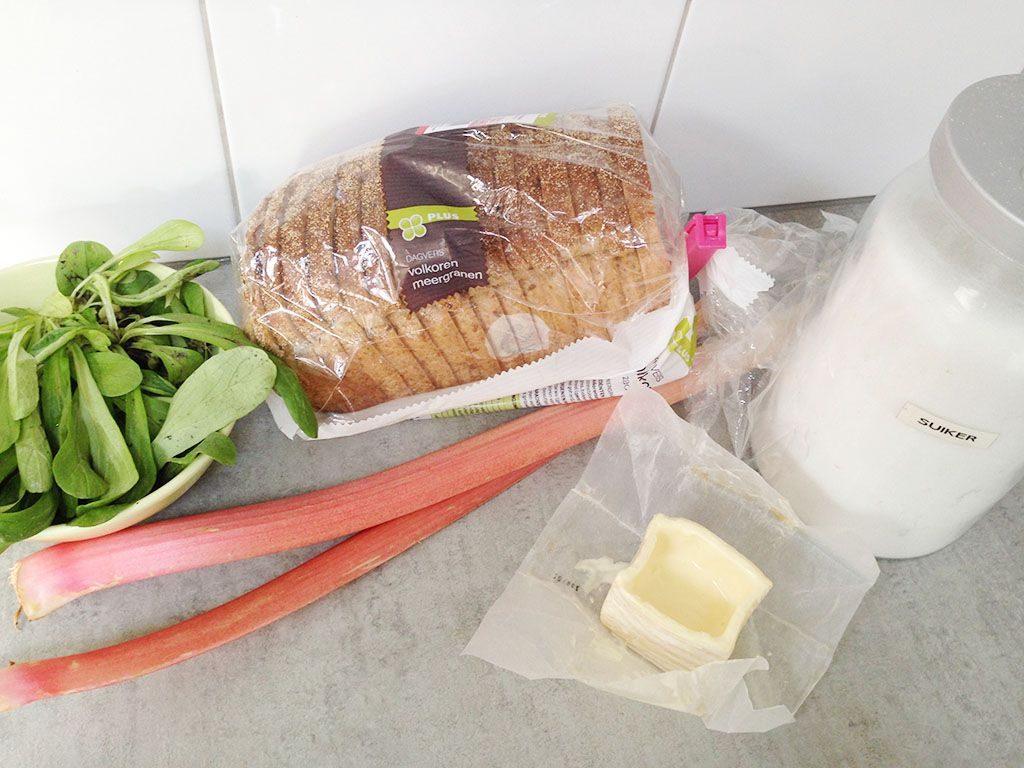 Grilled rhubarb carre d'ambre sandwich ingredients