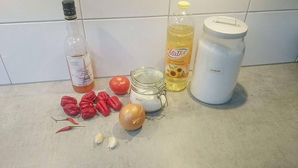 Scotch bonnet chillies sambal ingredients