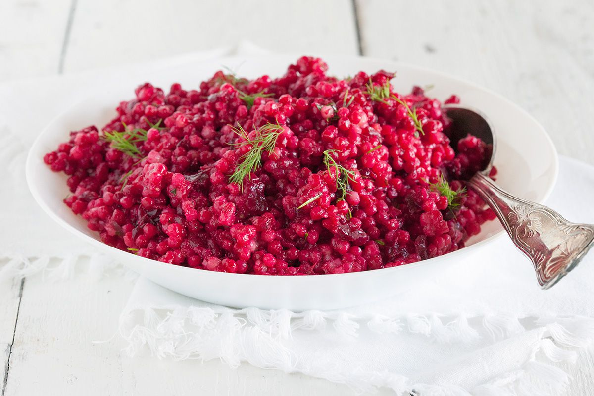 Beetroot pearl couscous salad