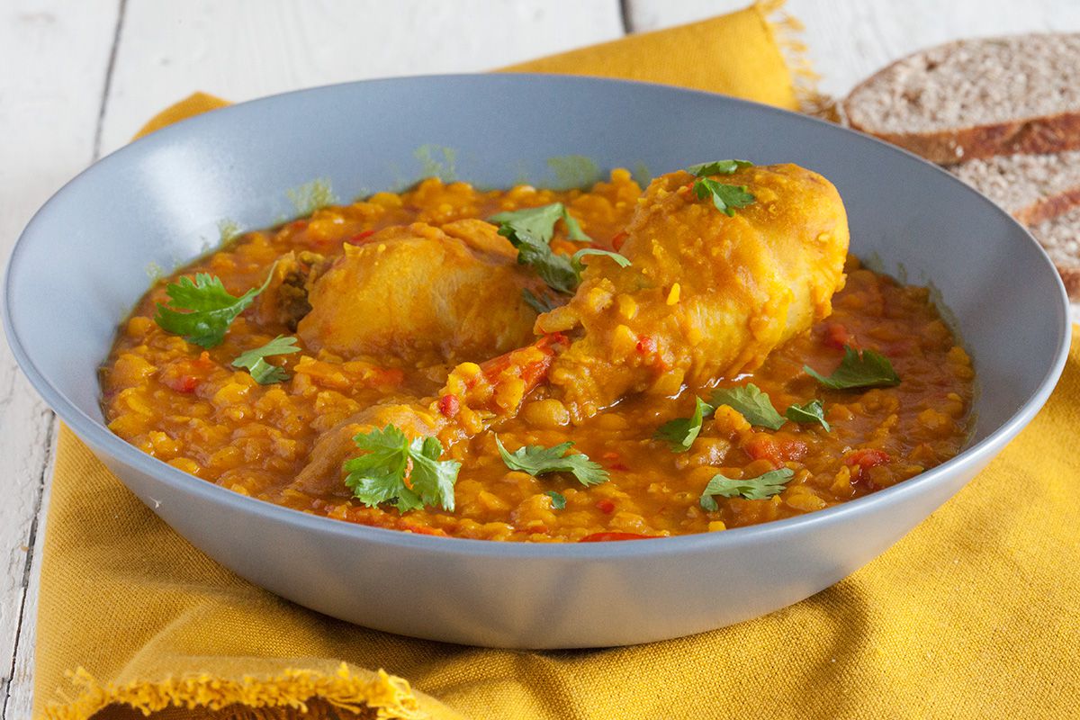 Chicken yellow split pea curry
