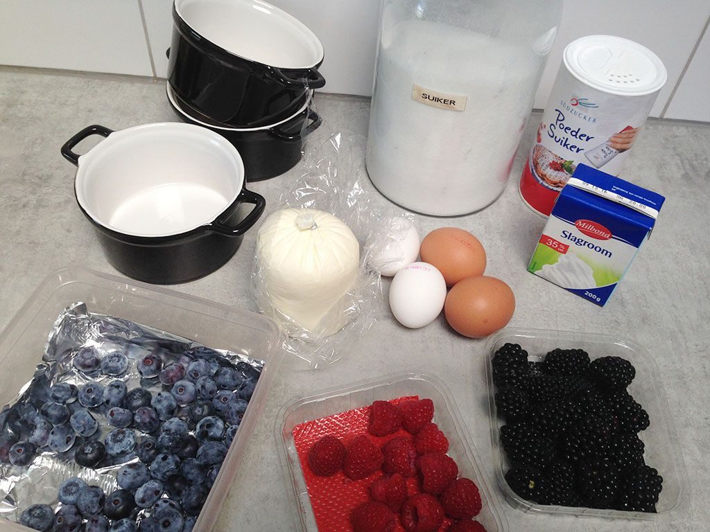Red fruit and cream cheese souffle ingredients