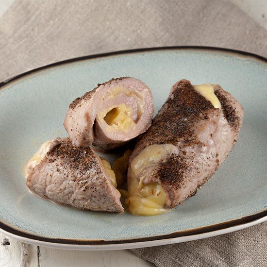 Veal rolls stuffed with cumin cheese