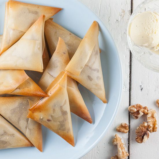 Date and walnut filo pastries