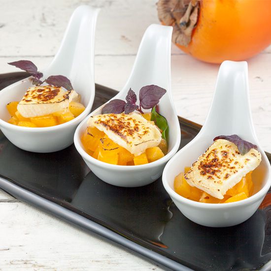 Persimmon and goat's cheese appetizers