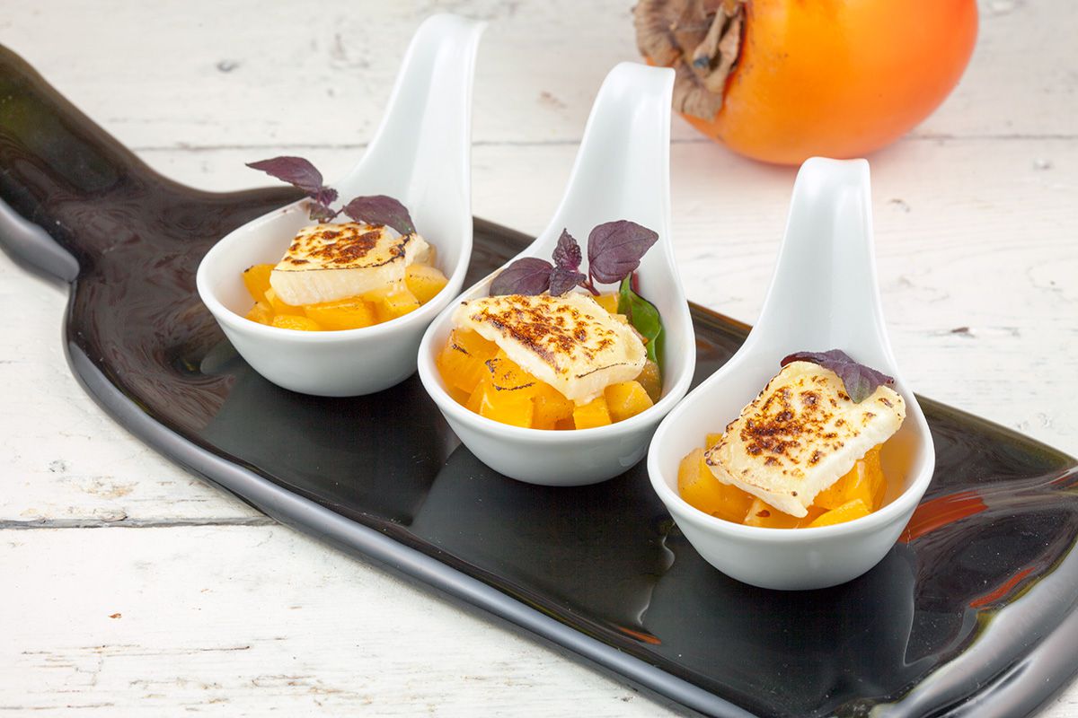 Persimmon and goat's cheese appetizers