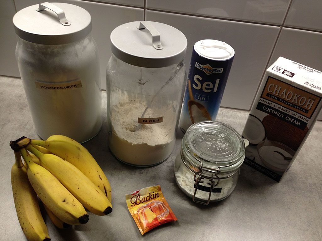 Fried banana and whipped coconut ingredients