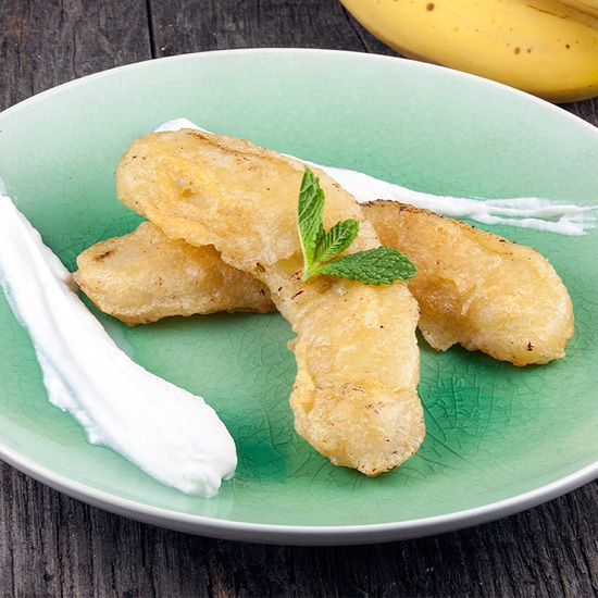 Fried banana and whipped coconut