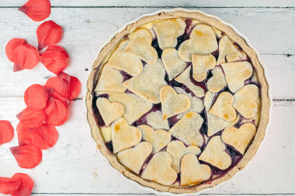 Valentine's day red fruit pie