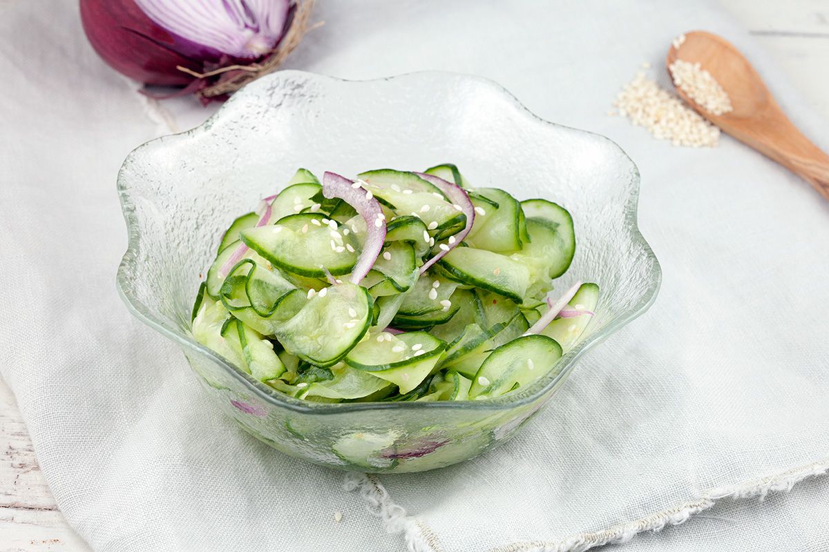 Cucumber and red onion salad