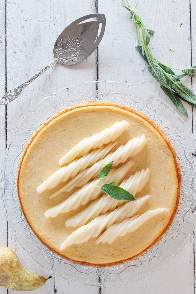 Pear and sage cheesecake