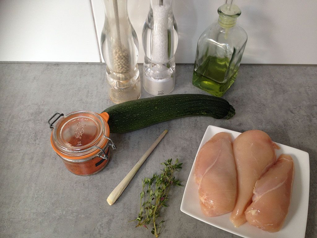 Barbecued chicken zucchini skewers ingredients