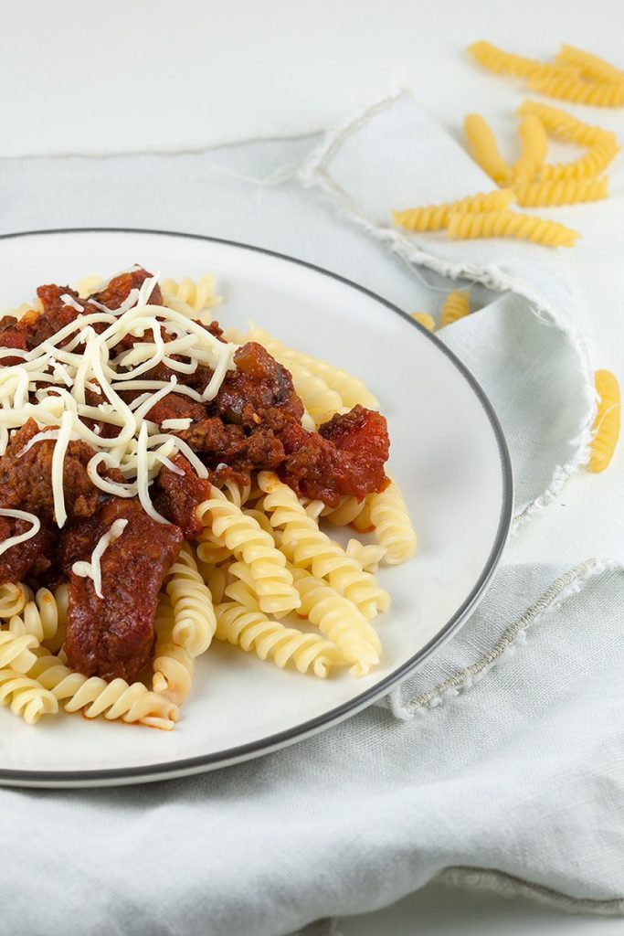 Pasta sauce with ground beef and tomatoes