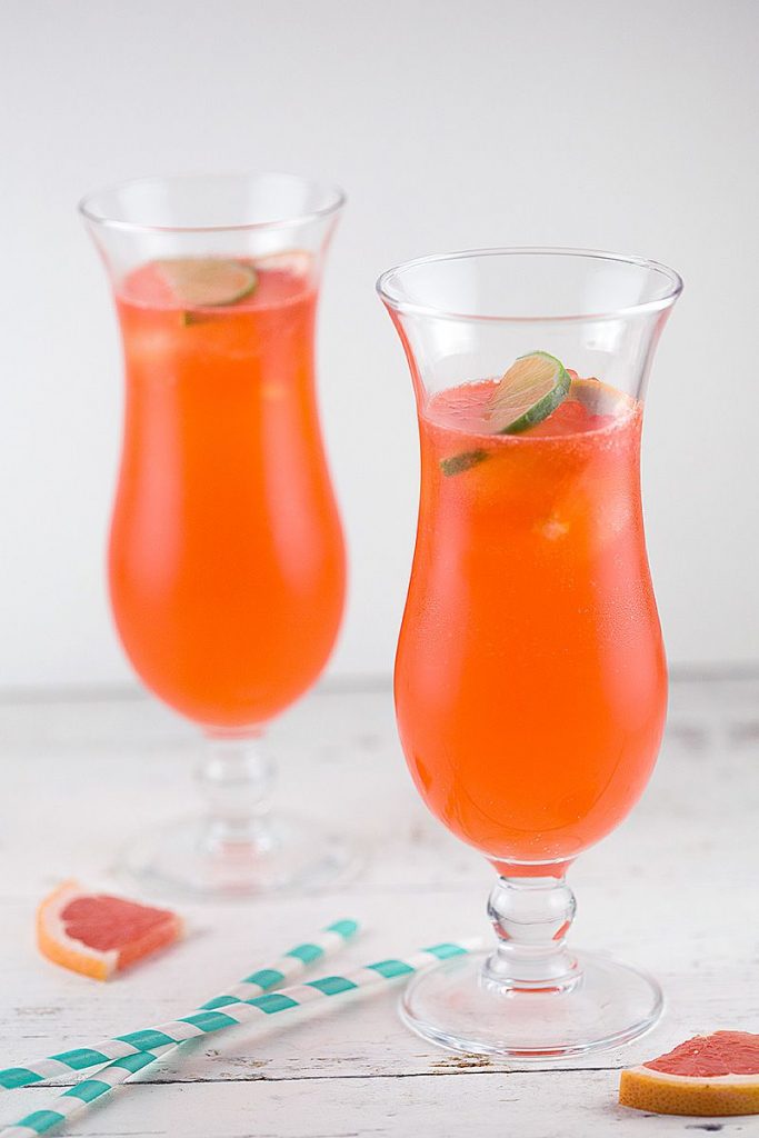 Grapefruit Aperol cocktail with lime