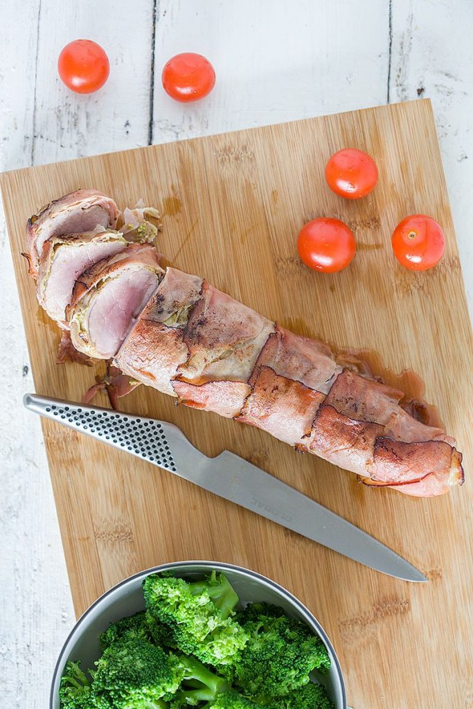 Pork tenderloin with pesto and schwarzwalder schinken