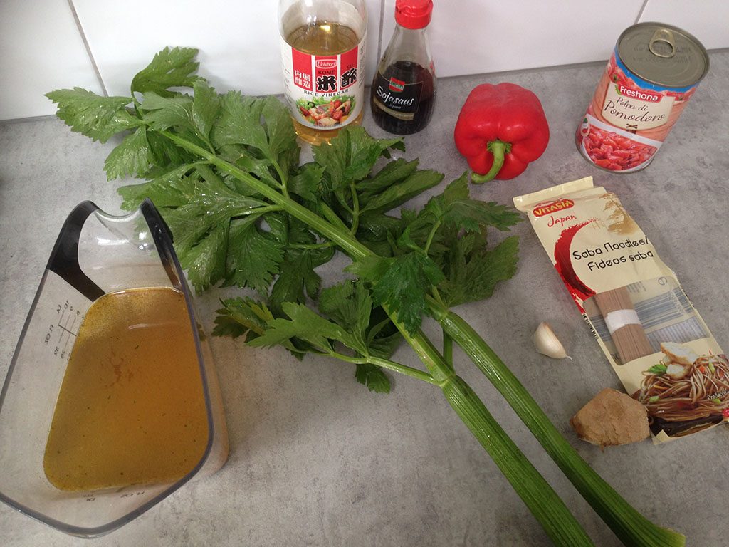 Vegetable noodle soup ingredients