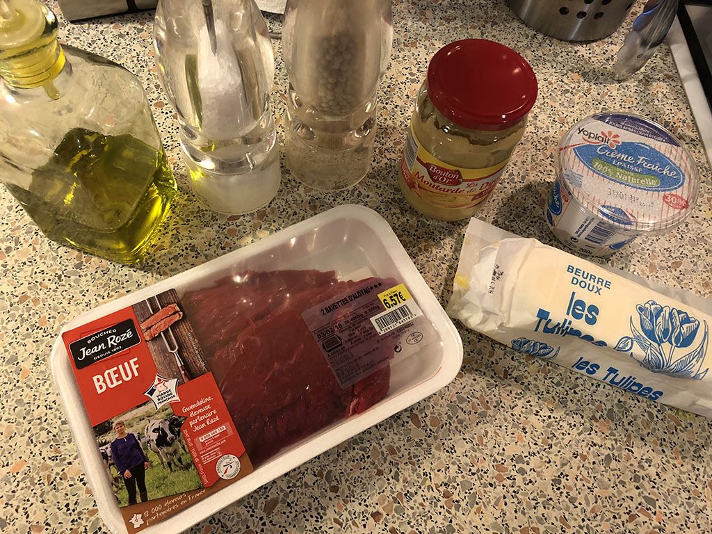 Bavette steak with mustard sauce ingredients