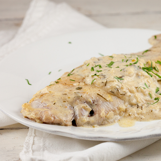 Sole fillet with cider sauce