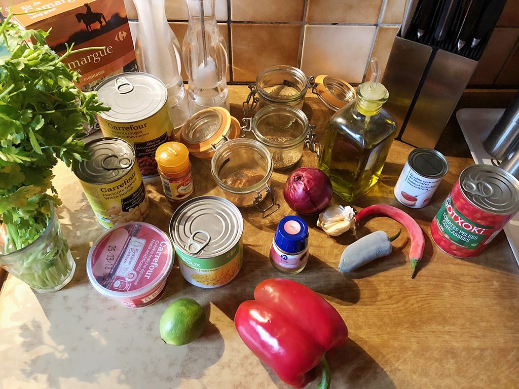 Chili sin carne ingredients