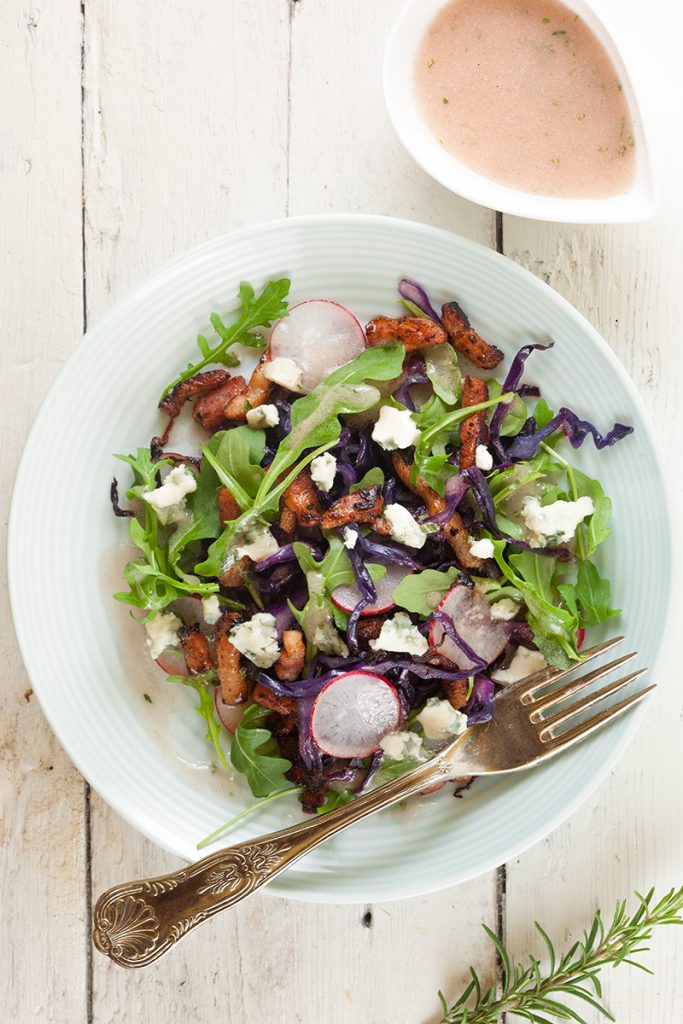 Sauteed red cabbage and blue cheese salad