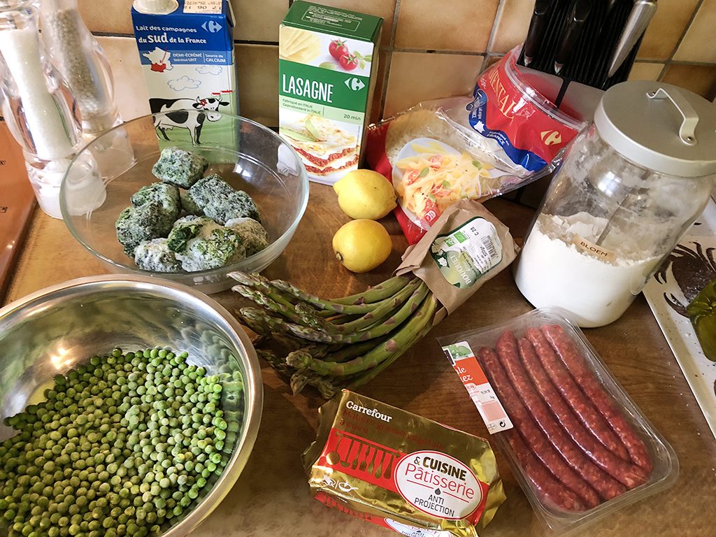 Green asparagus spring lasagna ingredients