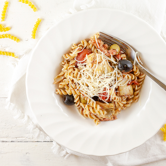 Artichoke and olive pasta
