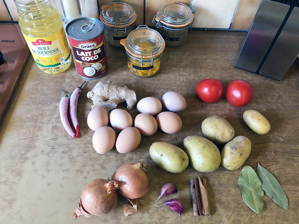 Egg curry ingredients