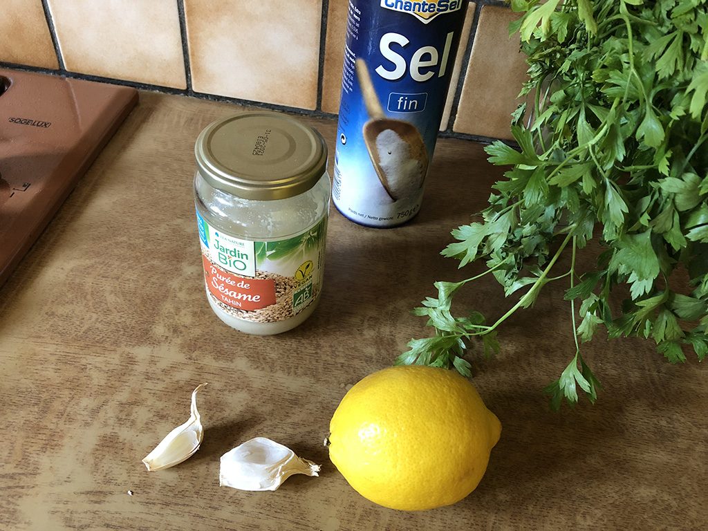 Homemade tahini sauce ingredients