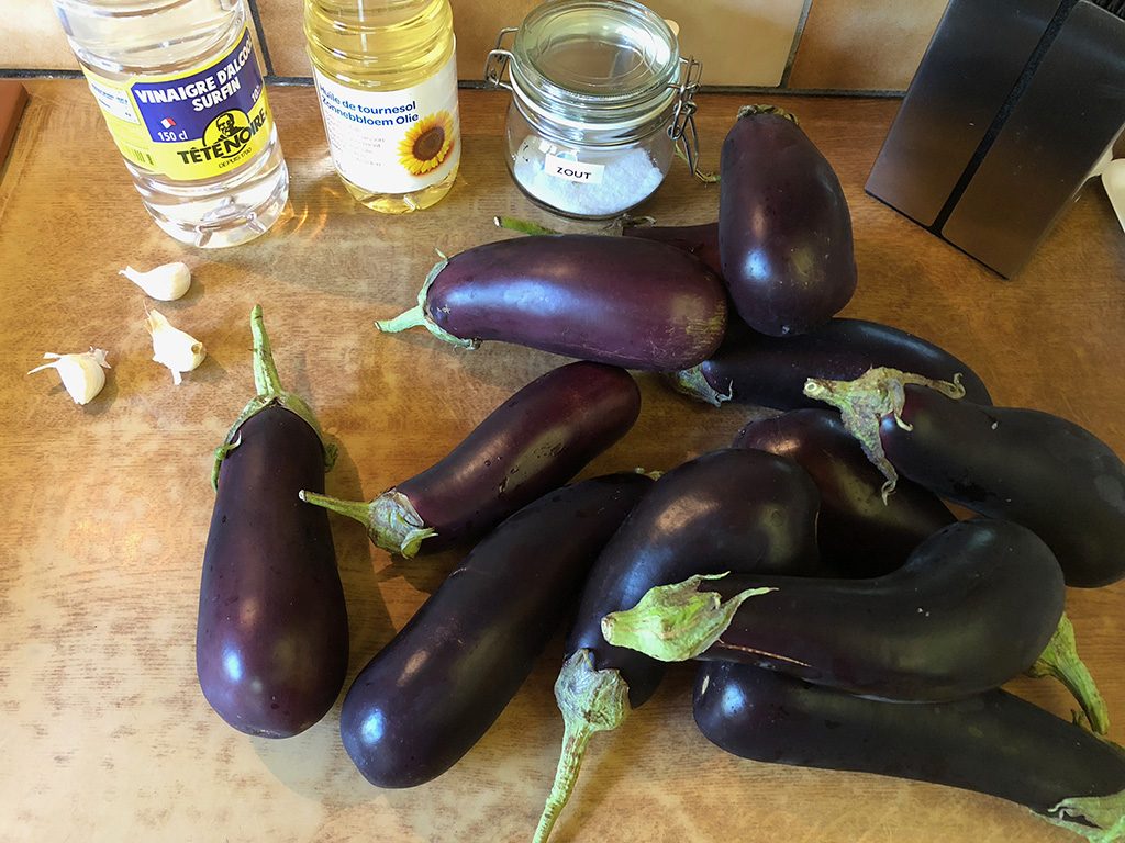Melanzane sott'olio - pickled eggplant ingredients