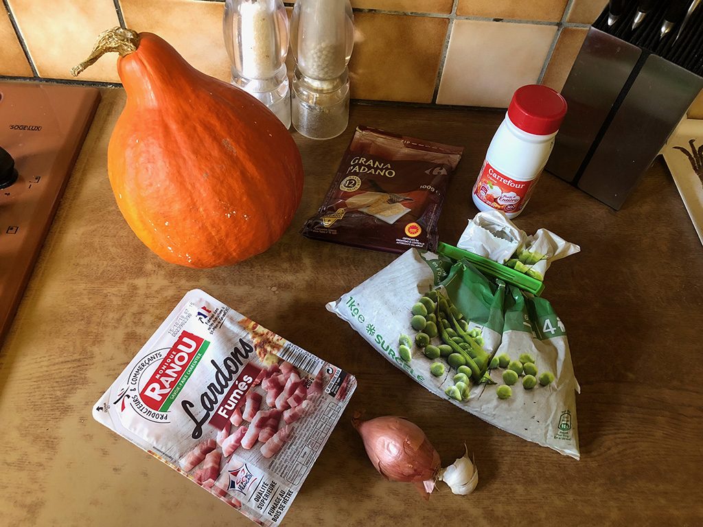 Pumpkin carbonara ingredients