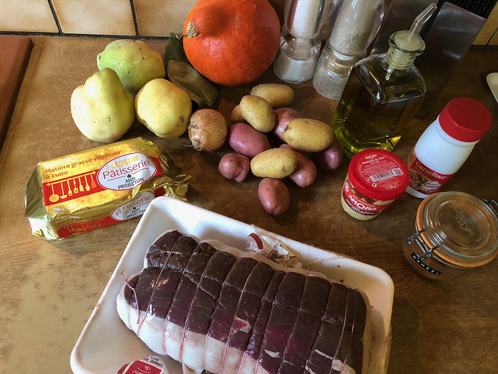 Roast beef with quince and pumpkin ingredients