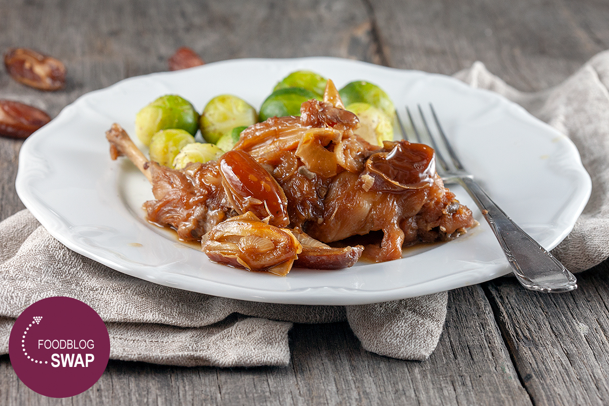Slow-cooked rabbit with dates and beer
