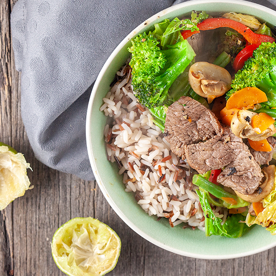 Black pepper and lime beef stir-fry