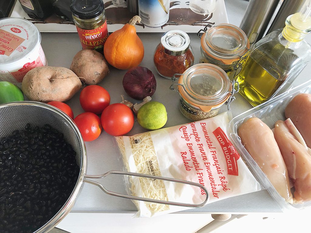 Mexican sweet potato and black bean casserole ingredients
