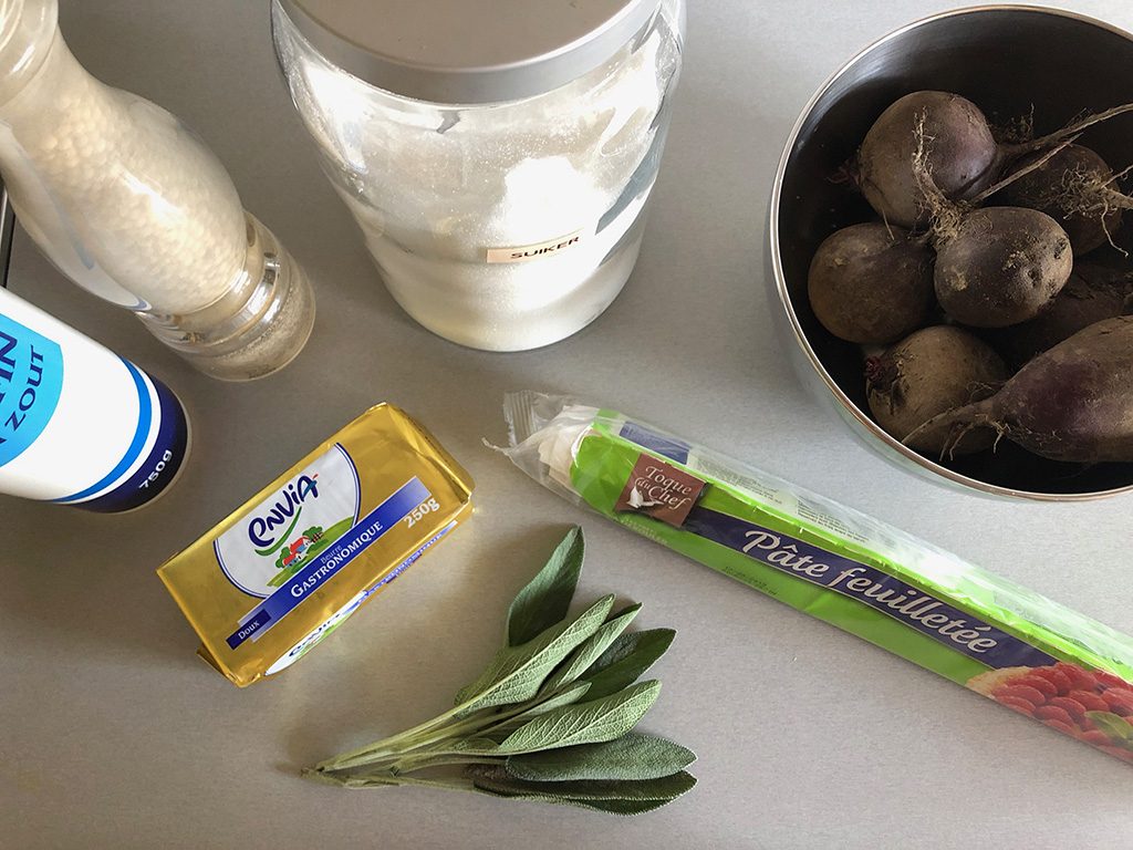 Beetroot tarte tatin ingredients