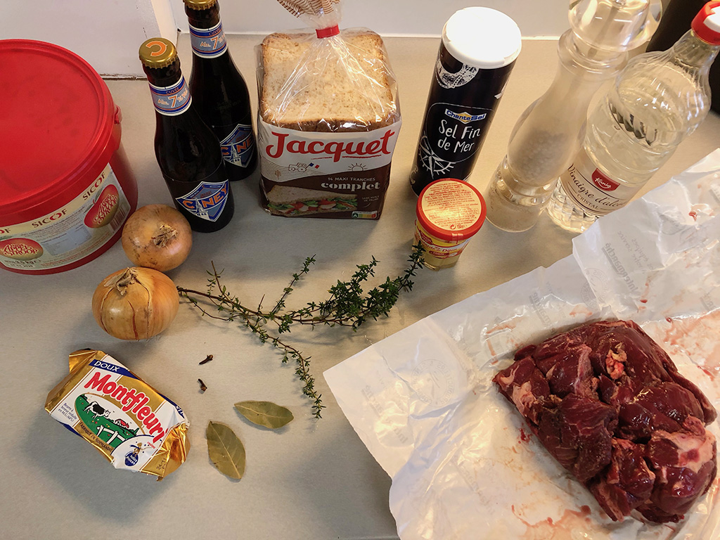 Belgian beef and beer stew ingredients