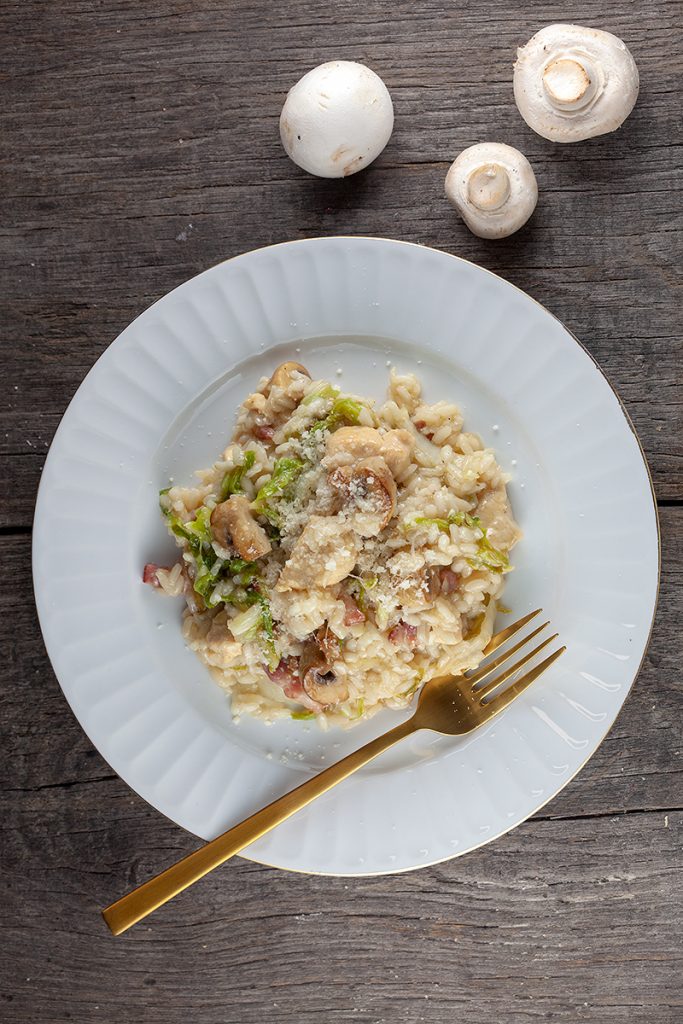 Chicken and cabbage risotto