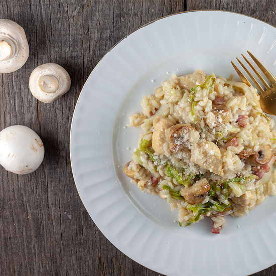 Chicken and cabbage risotto